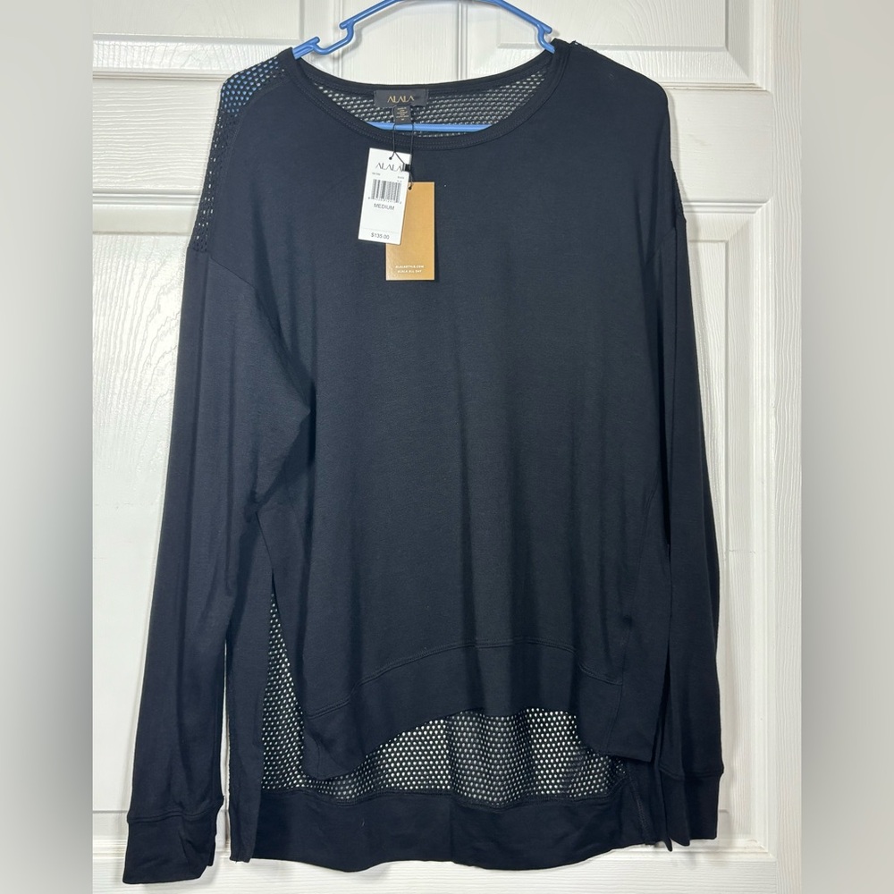NWT Alala Black Heron Mesh Knit Oversized Sweatshirt Size M
